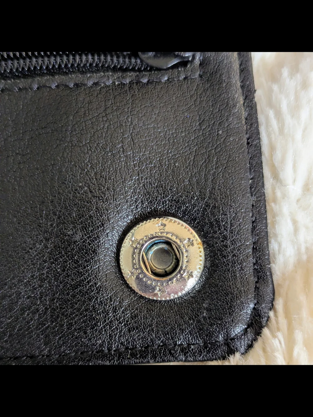 Black Leather Chain Wallet with Silver Hardware - Picture 11 of 14